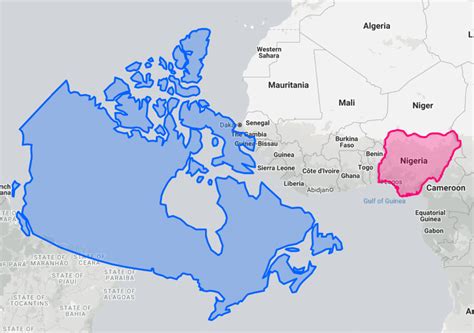how big is nigeria compared to canada